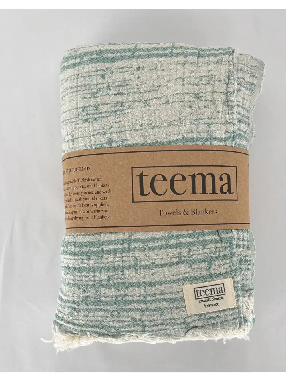 Teema Mint Tides XL Organic Cotton Turkish Towel Bath Sheet 64